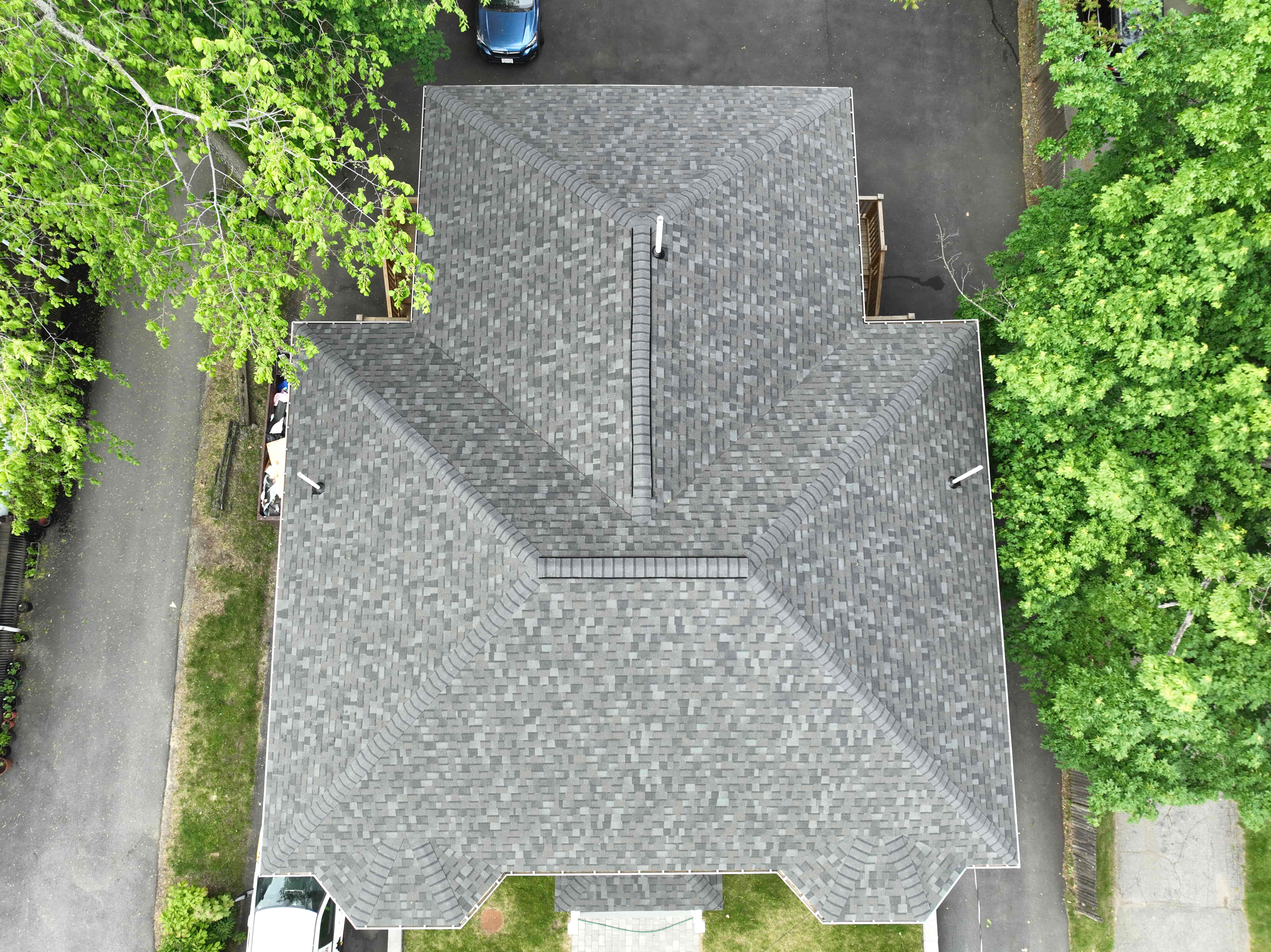 Arial View of House With New Roof